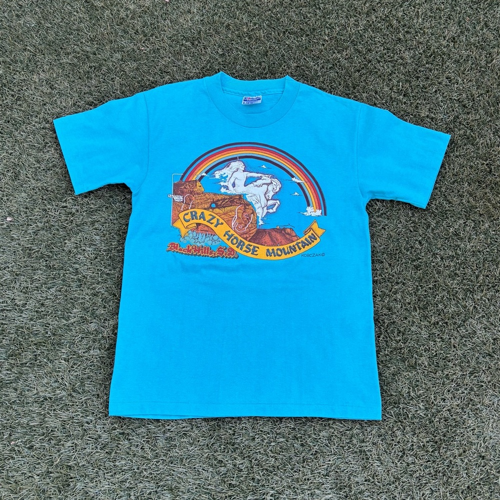 Hanes Blue Crazy Horse Mountain Short Sleeve Tee